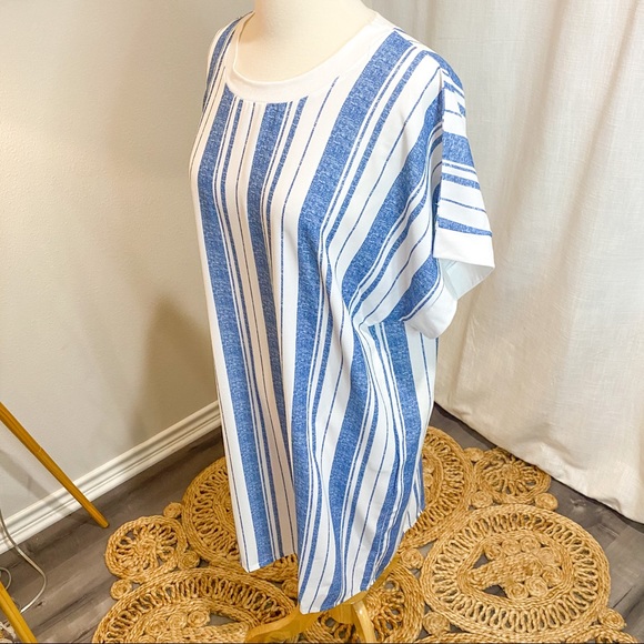 NWT Denim Striped Batwing Sleeve Dress - Picture 12 of 12